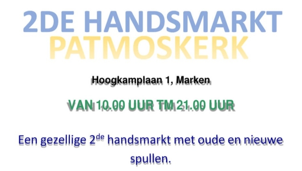 Vrijdag 19 september 2025: 2de handsmarkt in de Patmoskerk